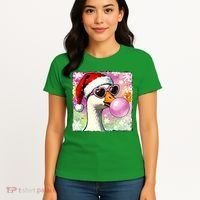 Cool Silly Goose Santa Christmas Bubble Gum Women's T-Shirt thumb 4