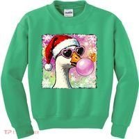 Cool Silly Goose Santa Christmas Bubble Gum Kids Sweatshirt thumb 0