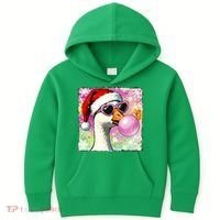 Cool Silly Goose Santa Christmas Bubble Gum Kids Hoodie thumb 0