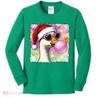Cool Silly Goose Santa Christmas Bubble Gum Kids Long Sleeve Shirt thumb 0