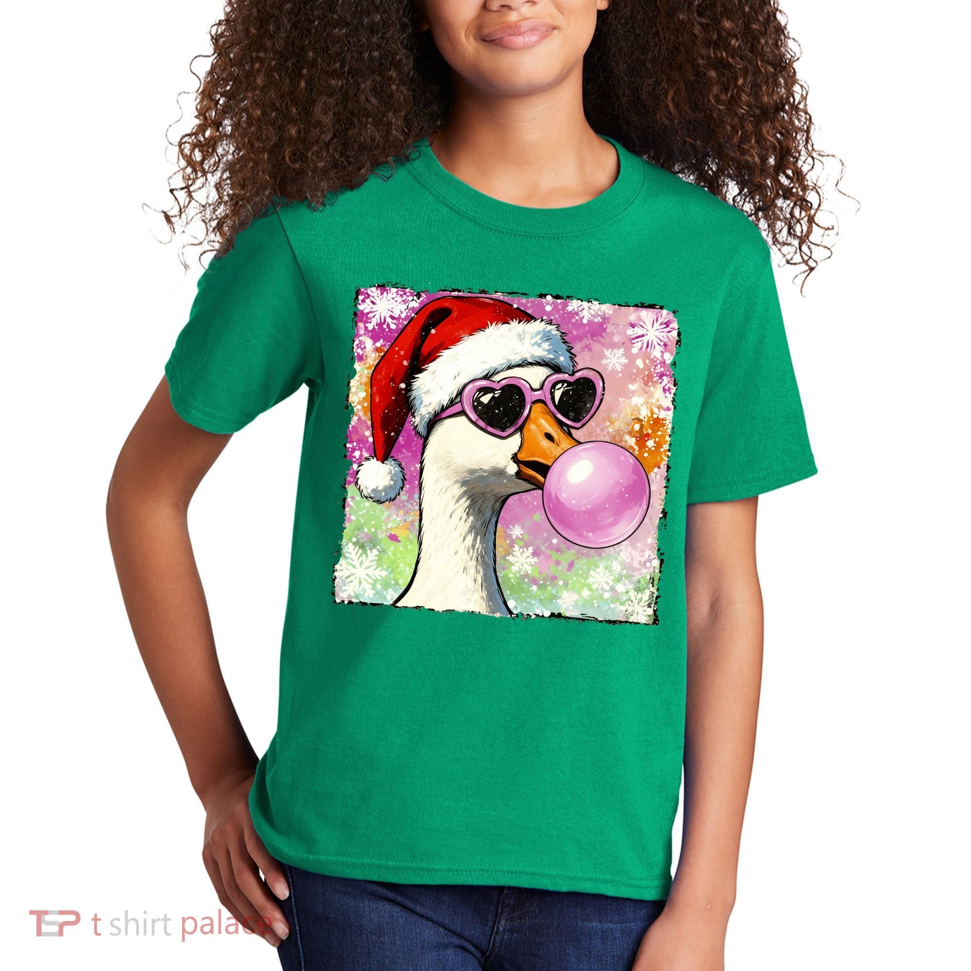 Cool Silly Goose Santa Christmas Bubble Gum Kids T-Shirt