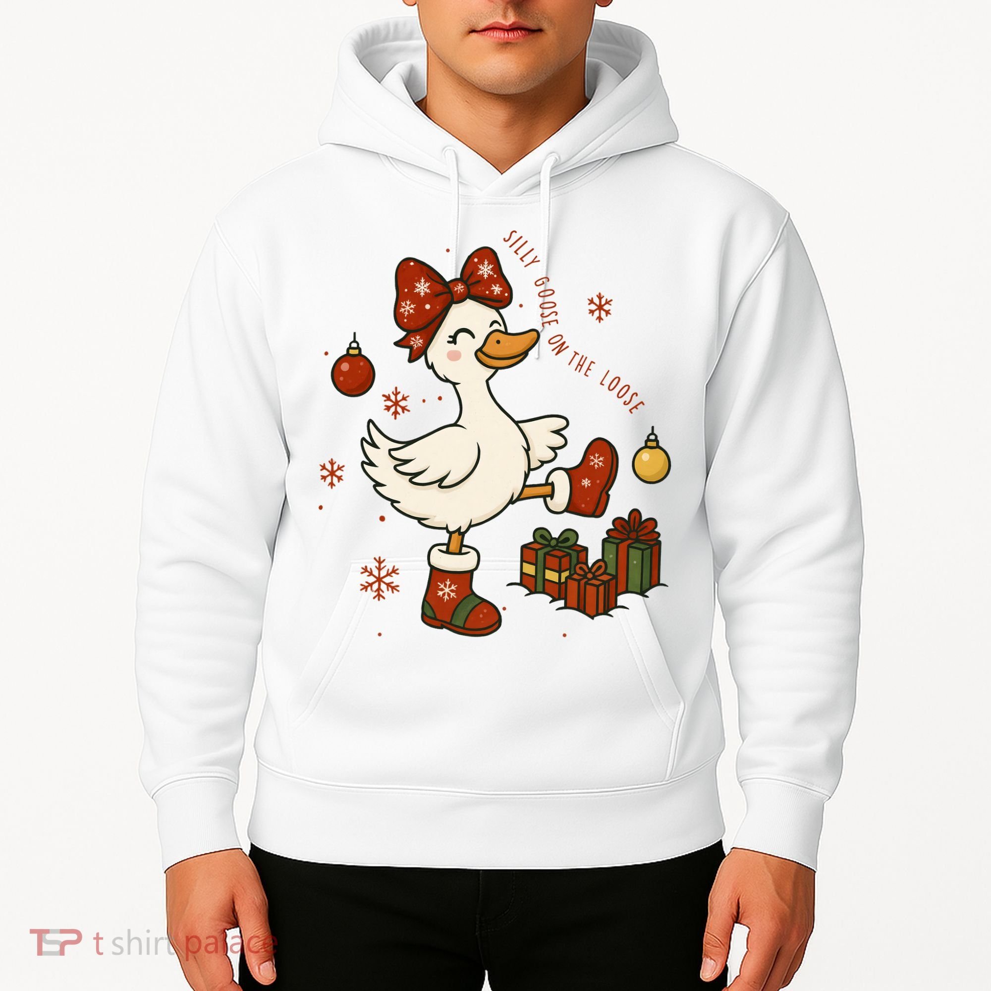Christmas Silly Goose On The Loose Funny Hoodie