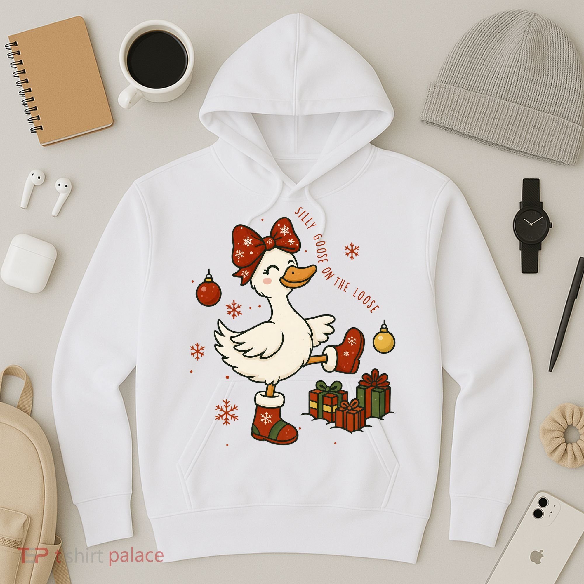 Christmas Silly Goose On The Loose Funny Hoodie