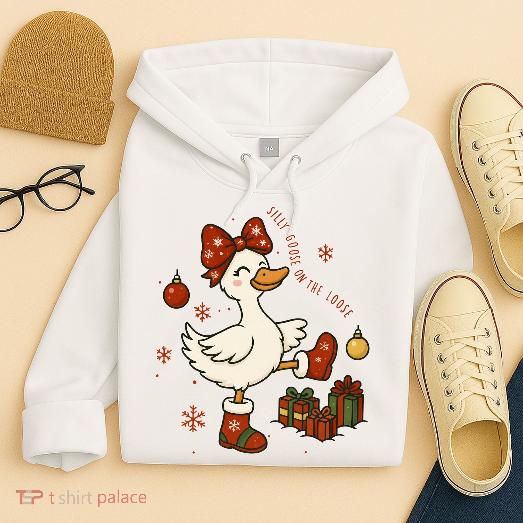 Christmas Silly Goose On The Loose Funny Hoodie