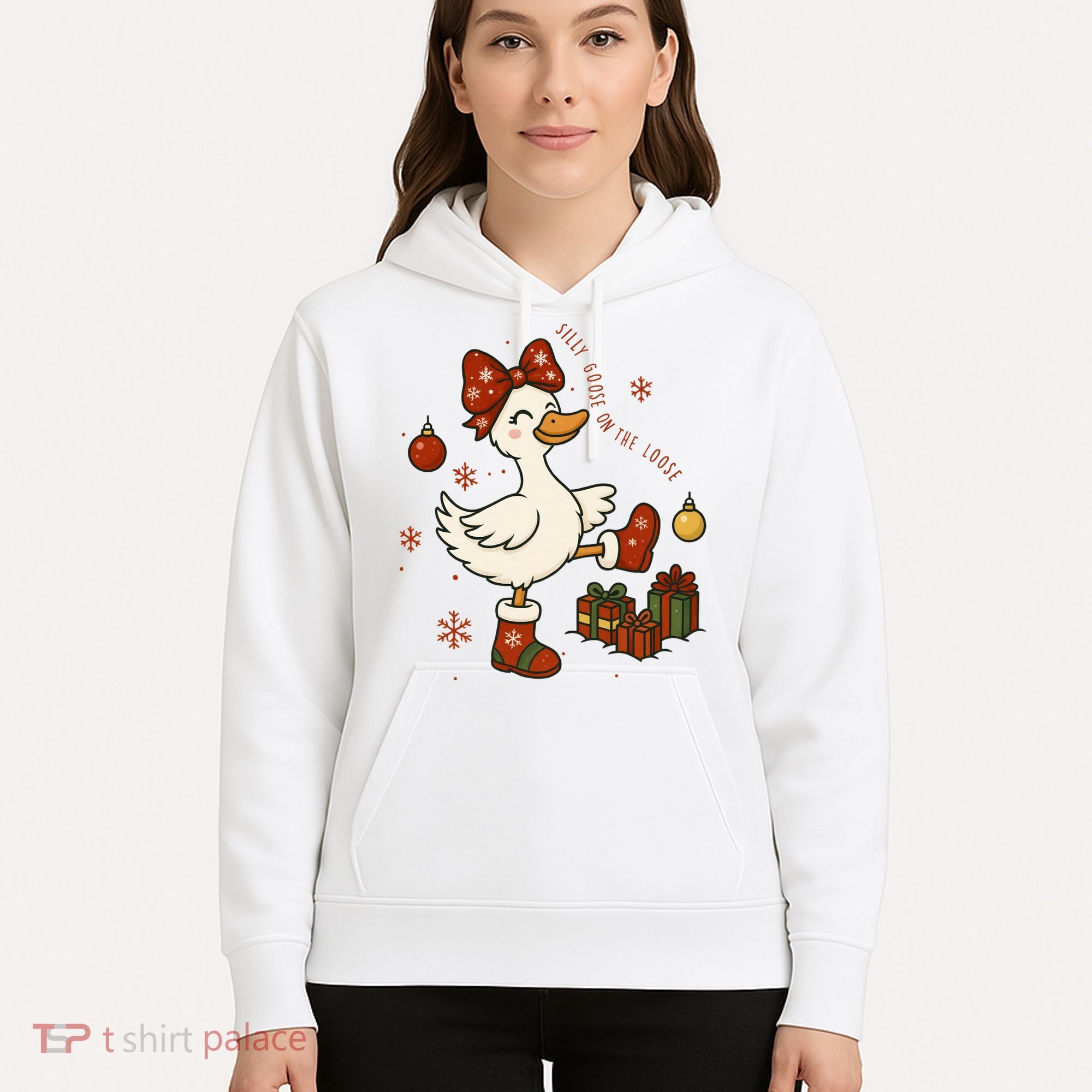 Christmas Silly Goose On The Loose Funny Hoodie