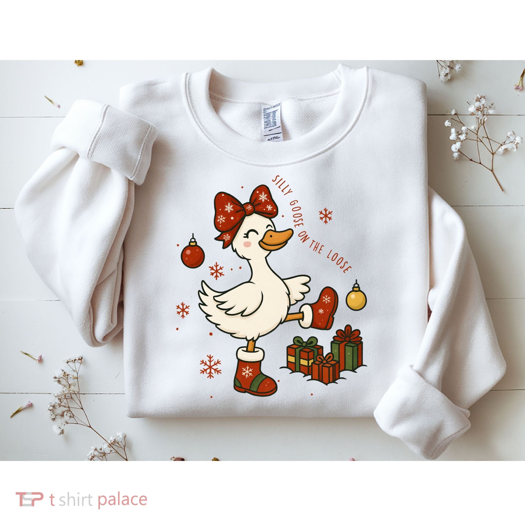 Christmas Silly Goose On The Loose Funny Sweatshirt
