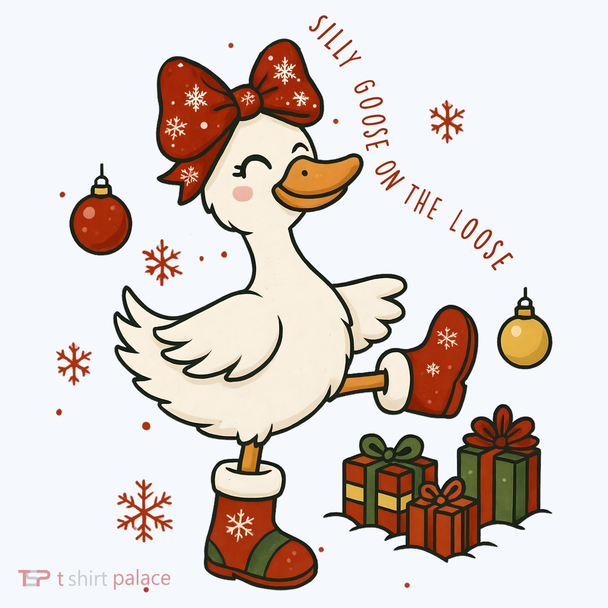 Christmas Silly Goose On The Loose Funny T-Shirt