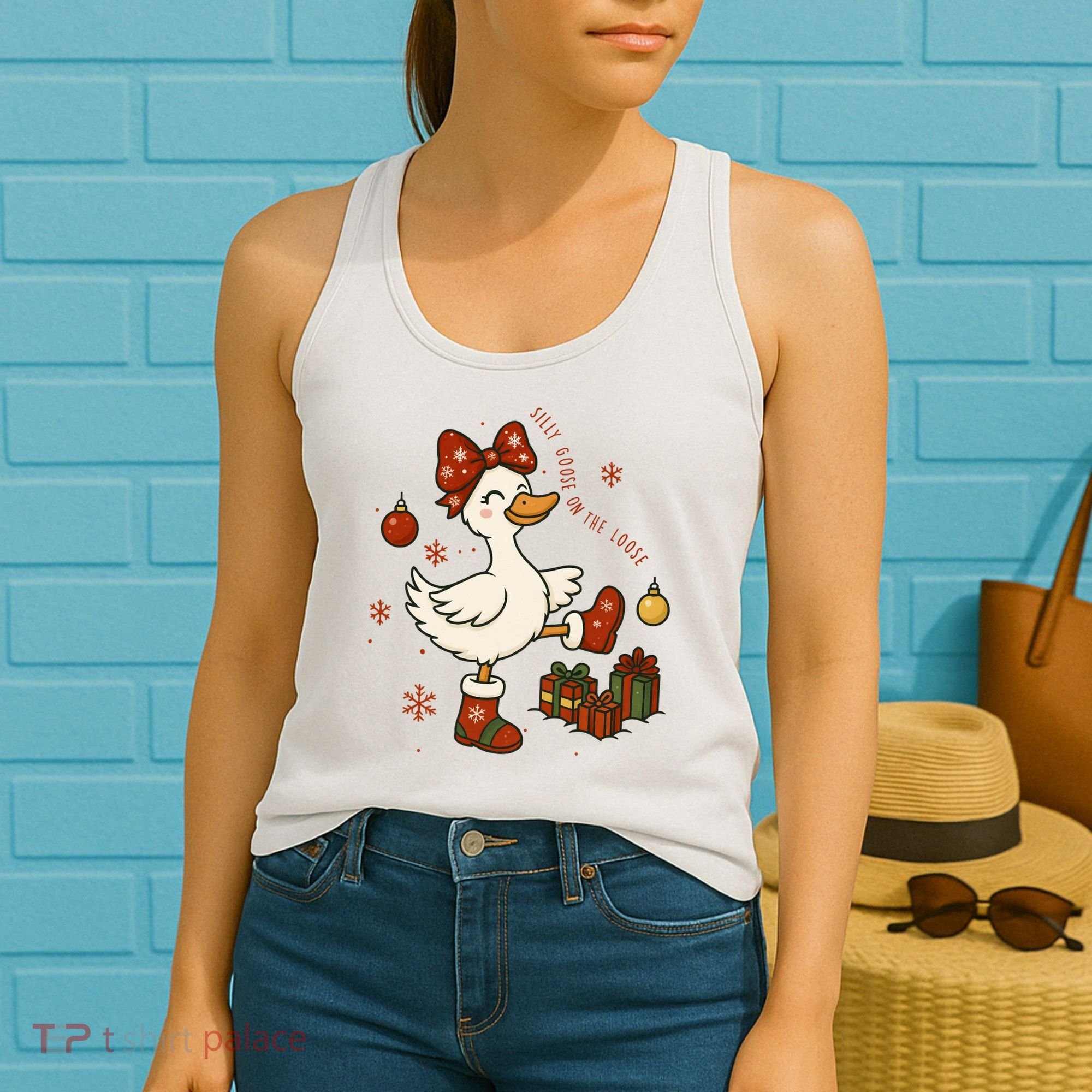 Christmas Silly Goose On The Loose Funny Women's Tank Top