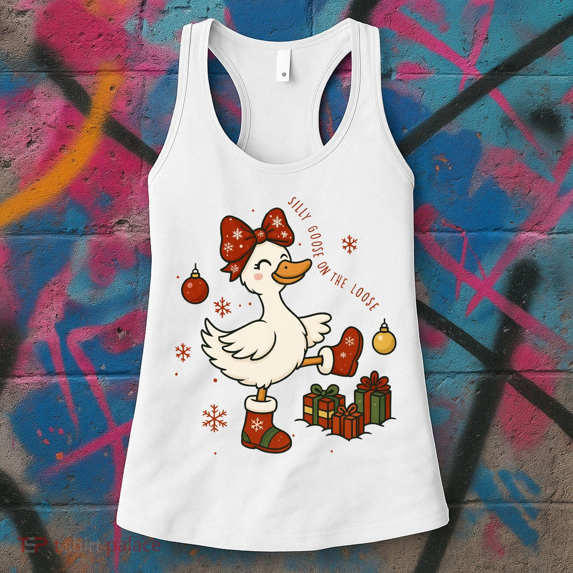 Christmas Silly Goose On The Loose Funny Women's Tank Top