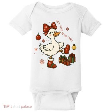 Christmas Silly Goose On The Loose Funny Baby Bodysuit