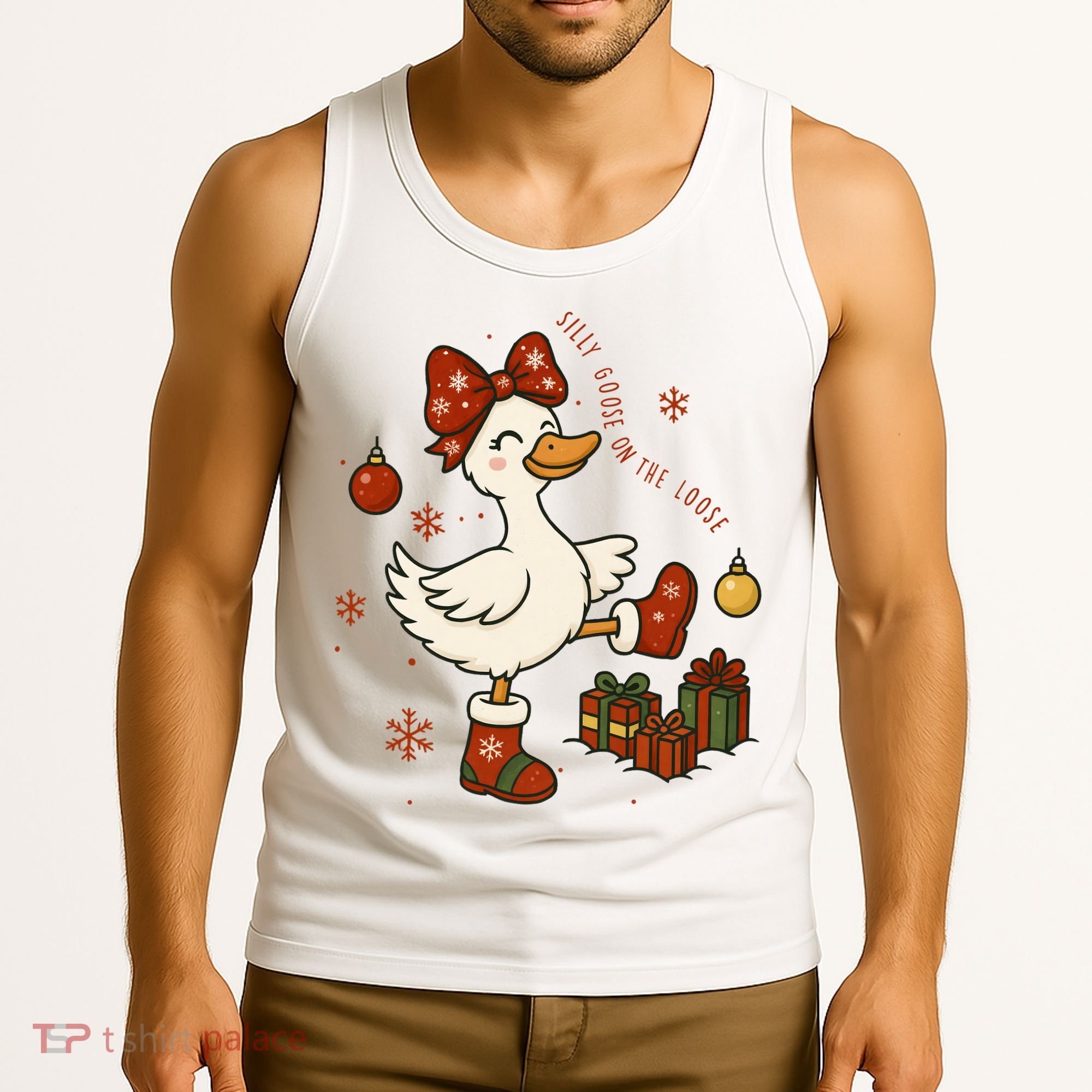 Christmas Silly Goose On The Loose Funny Tank Top