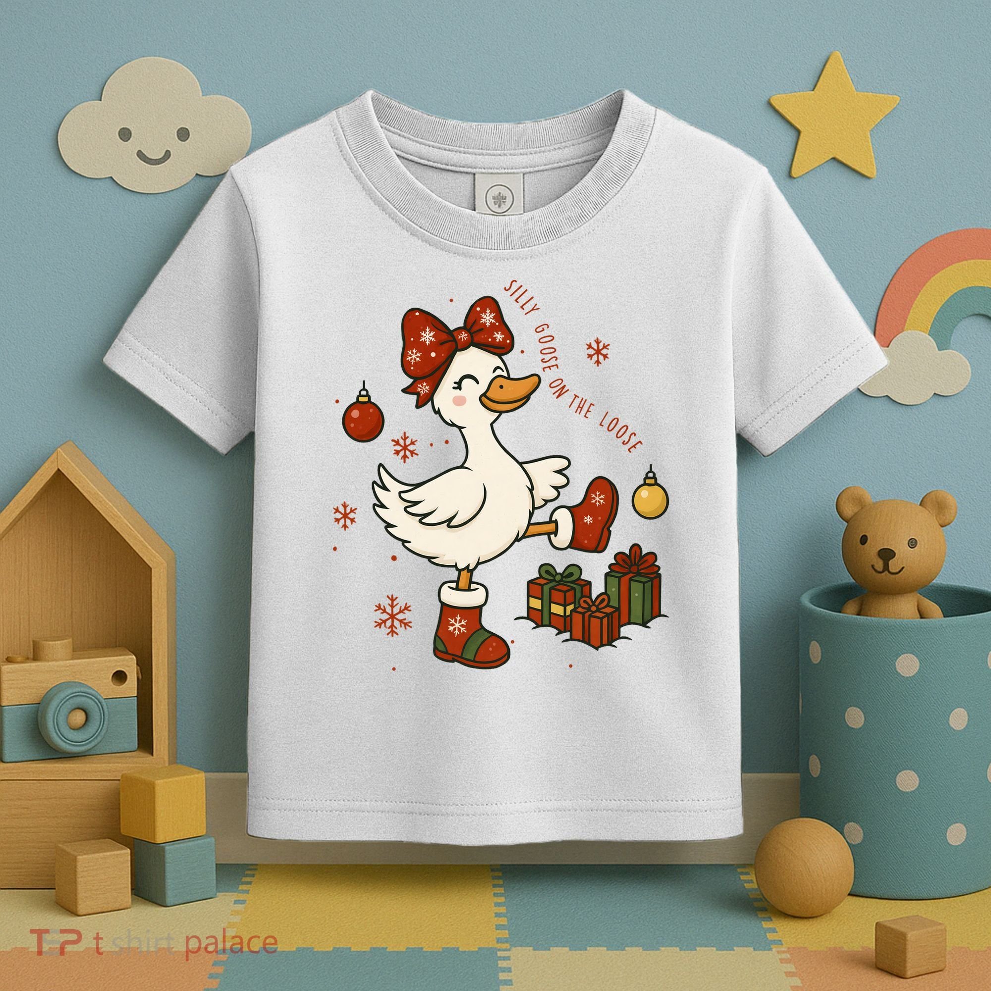 Christmas Silly Goose On The Loose Funny Toddler T-Shirt