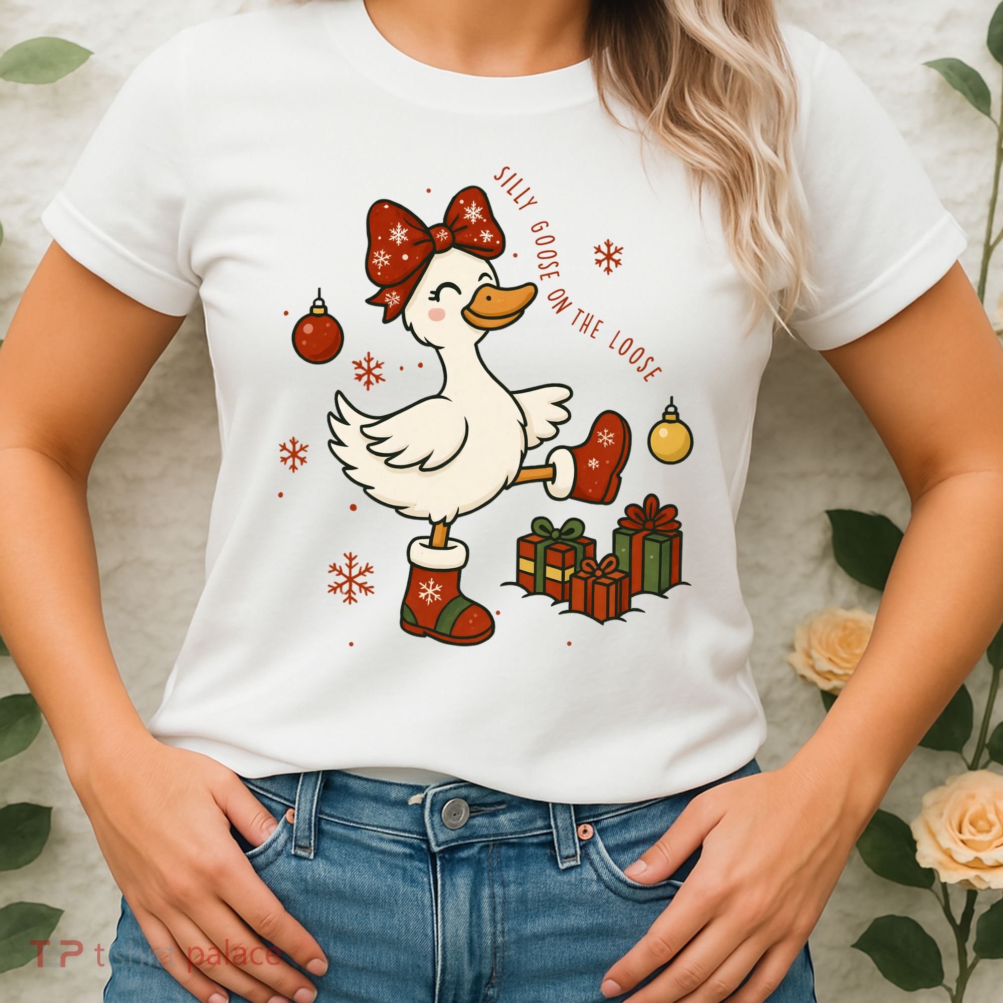 Christmas Silly Goose On The Loose Funny Women's T-Shirt