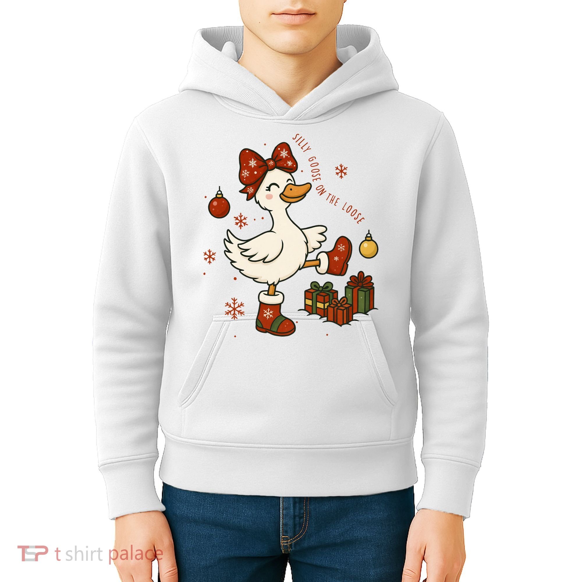 Christmas Silly Goose On The Loose Funny Kids Hoodie