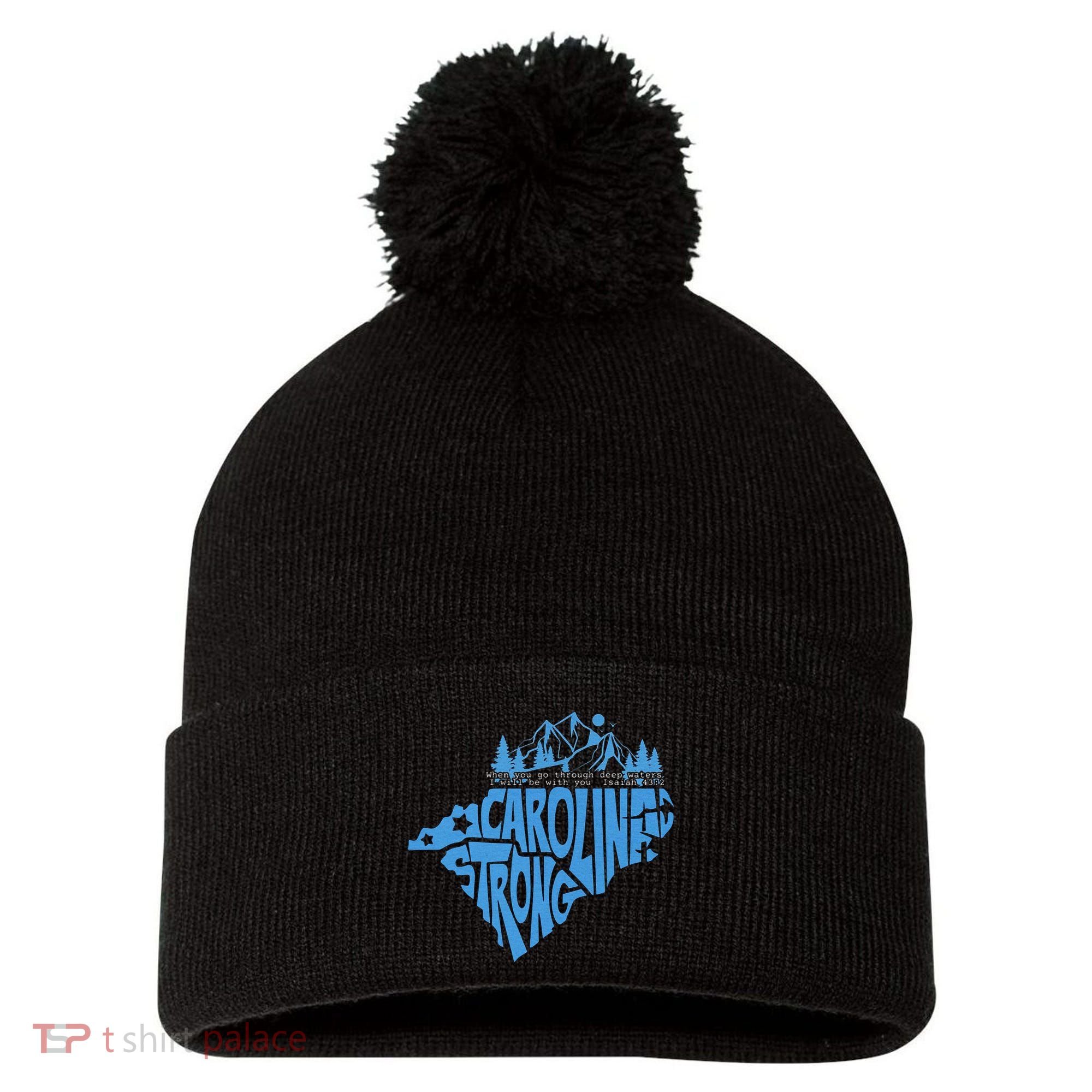 Carolina Strong Hurricane Relief Western Nc Pom Pom 12in Knit Beanie