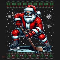 Christmas Santa Hockey Ugly Christmas Ice Hockey Gift Women's Hoodie thumb 2