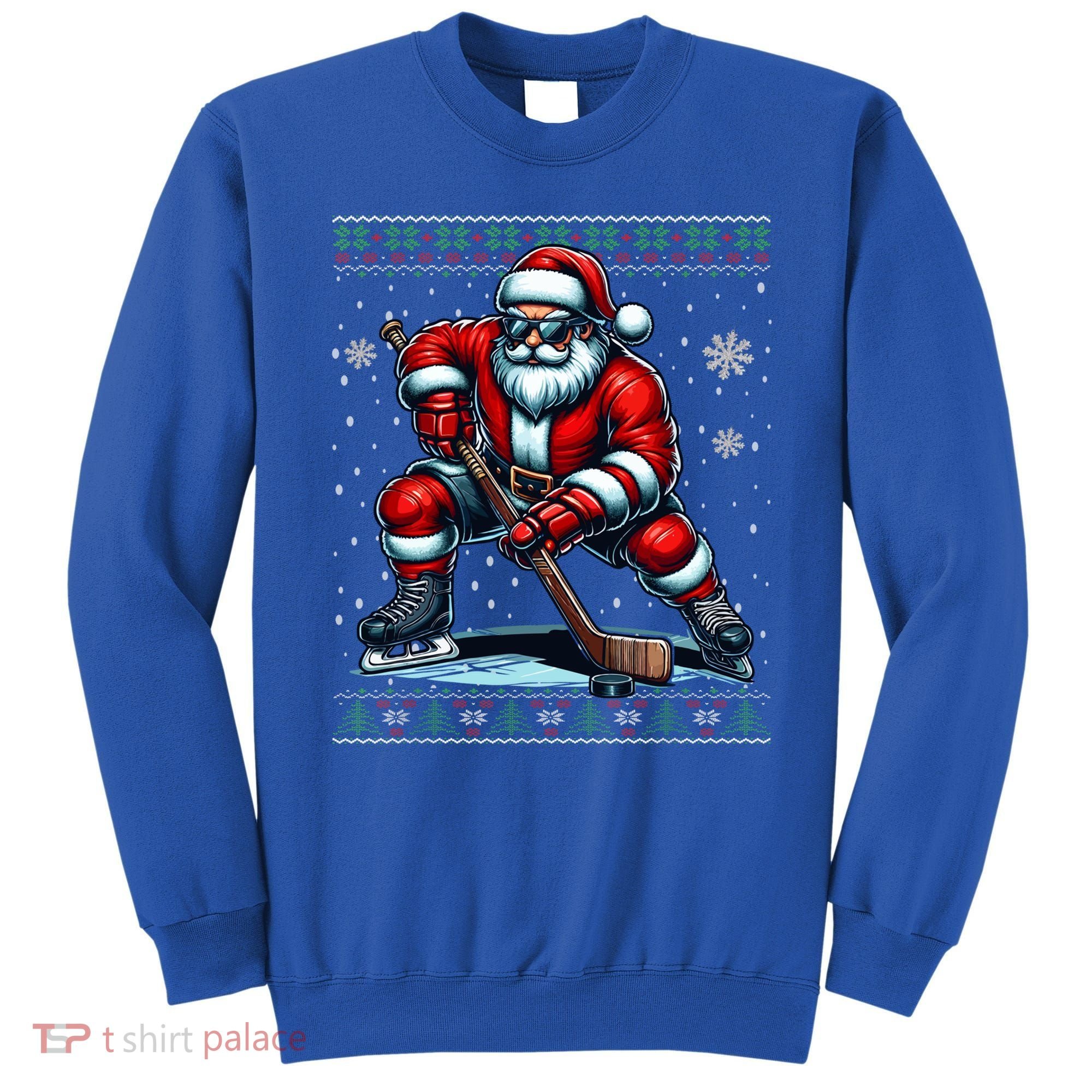 Christmas Santa Hockey Ugly Christmas Ice Hockey Gift Sweatshirt
