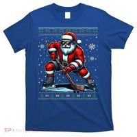 Christmas Santa Hockey Ugly Christmas Ice Hockey Gift T-Shirt thumb 0
