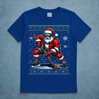 Christmas Santa Hockey Ugly Christmas Ice Hockey Gift T-Shirt thumb 5