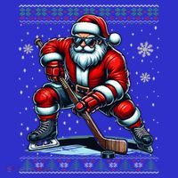 Christmas Santa Hockey Ugly Christmas Ice Hockey Gift Polo thumb 2