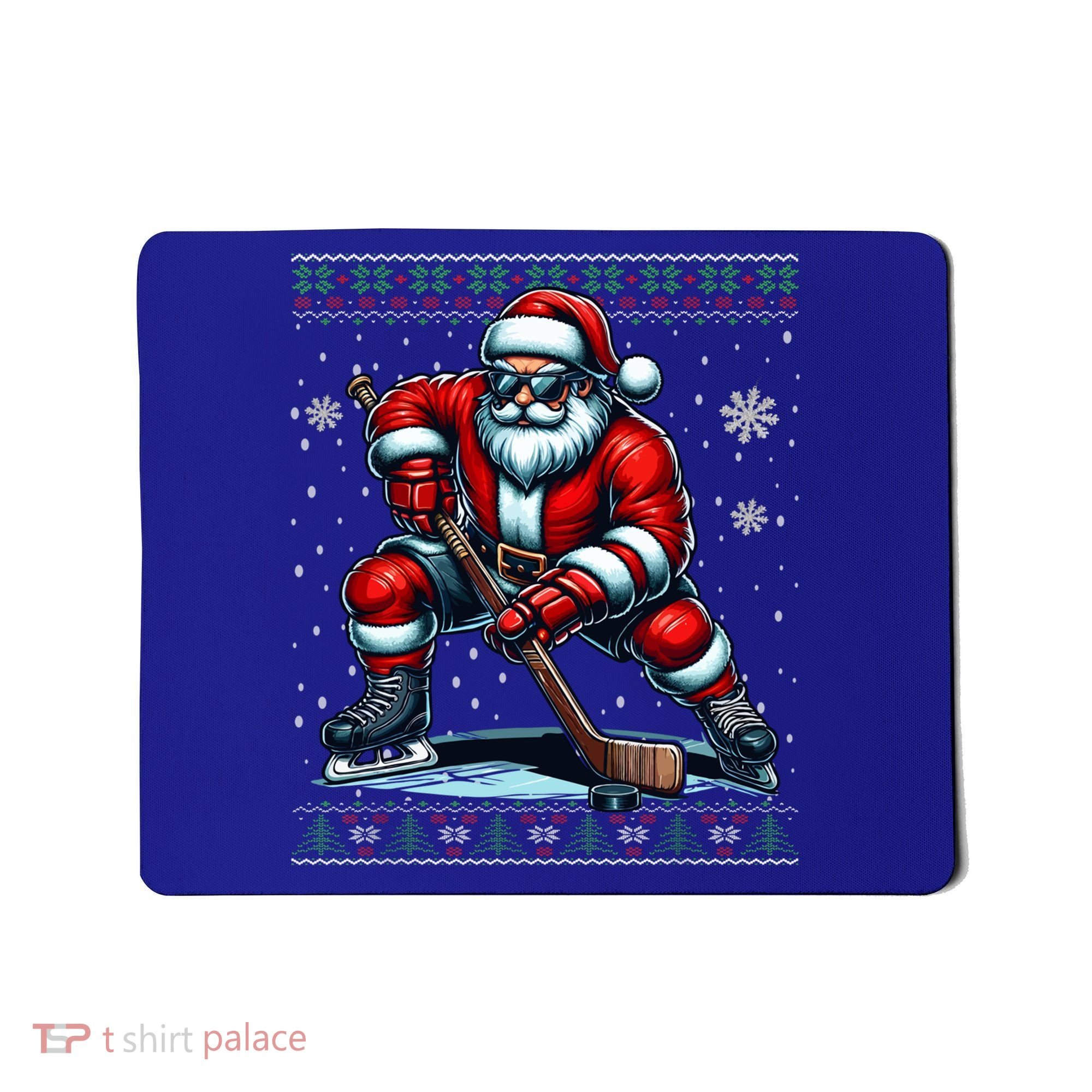 Christmas Santa Hockey Ugly Christmas Ice Hockey Gift Mousepad
