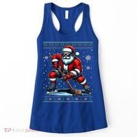 Christmas Santa Hockey Ugly Christmas Ice Hockey Gift Women's Tank Top thumb 0