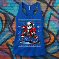 Christmas Santa Hockey Ugly Christmas Ice Hockey Gift Women's Tank Top thumb 3