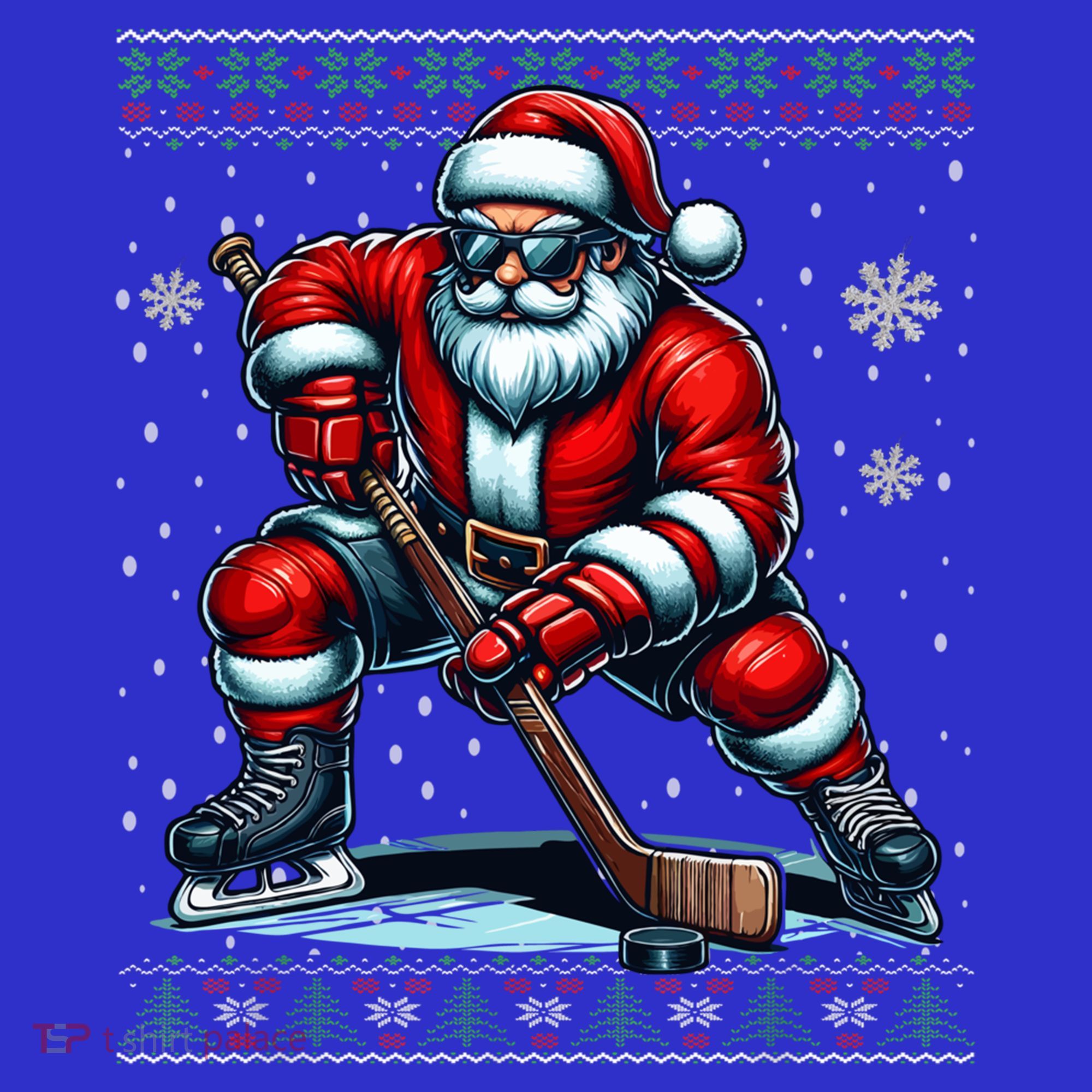 Christmas Santa Hockey Ugly Christmas Ice Hockey Gift Women's Tank Top