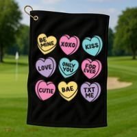 Candy Sweet Hearts Love Valentines Day Golf Towel thumb 1