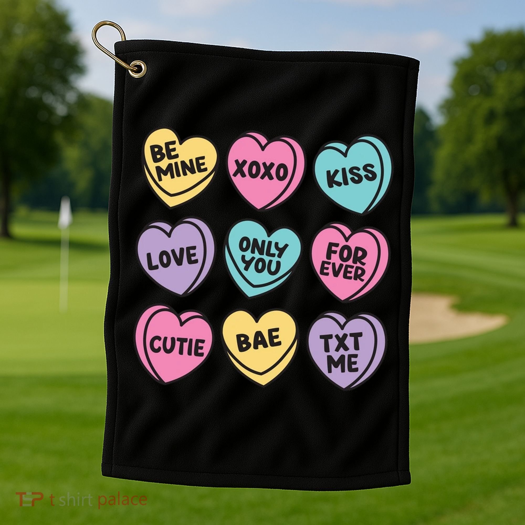 Candy Sweet Hearts Love Valentines Day Golf Towel