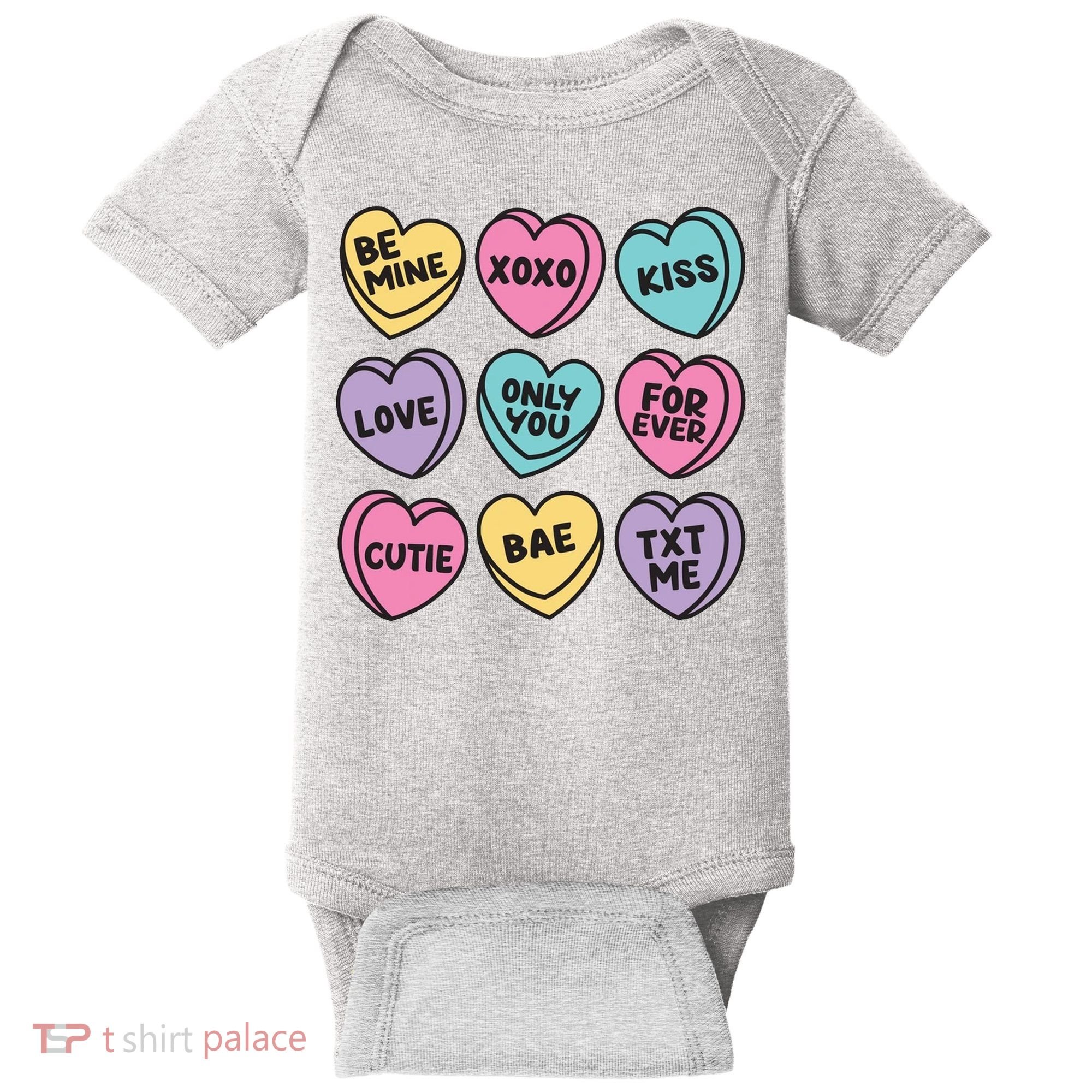 Candy Sweet Hearts Love Valentines Day Baby Bodysuit