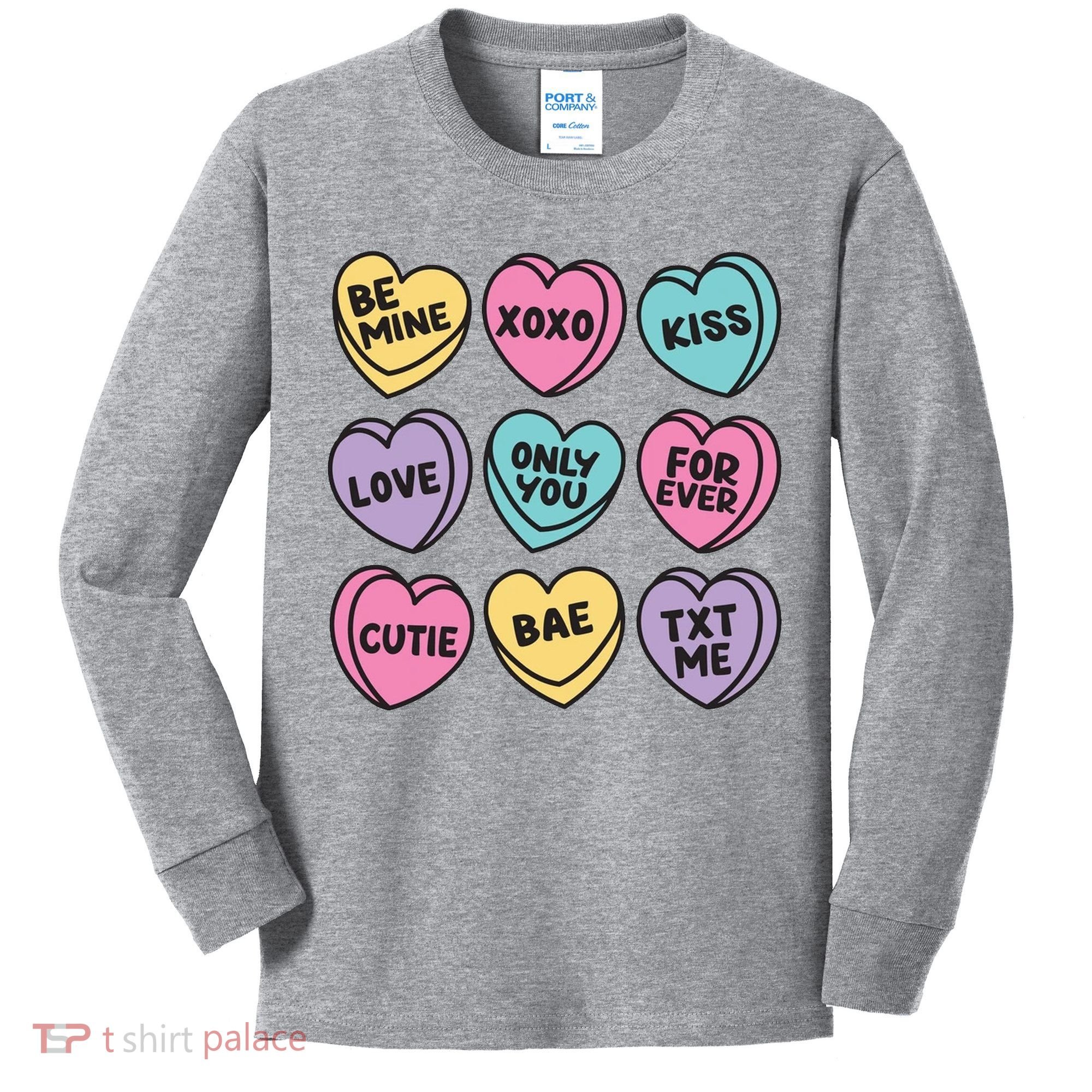 Candy Sweet Hearts Love Valentines Day Kids Long Sleeve Shirt