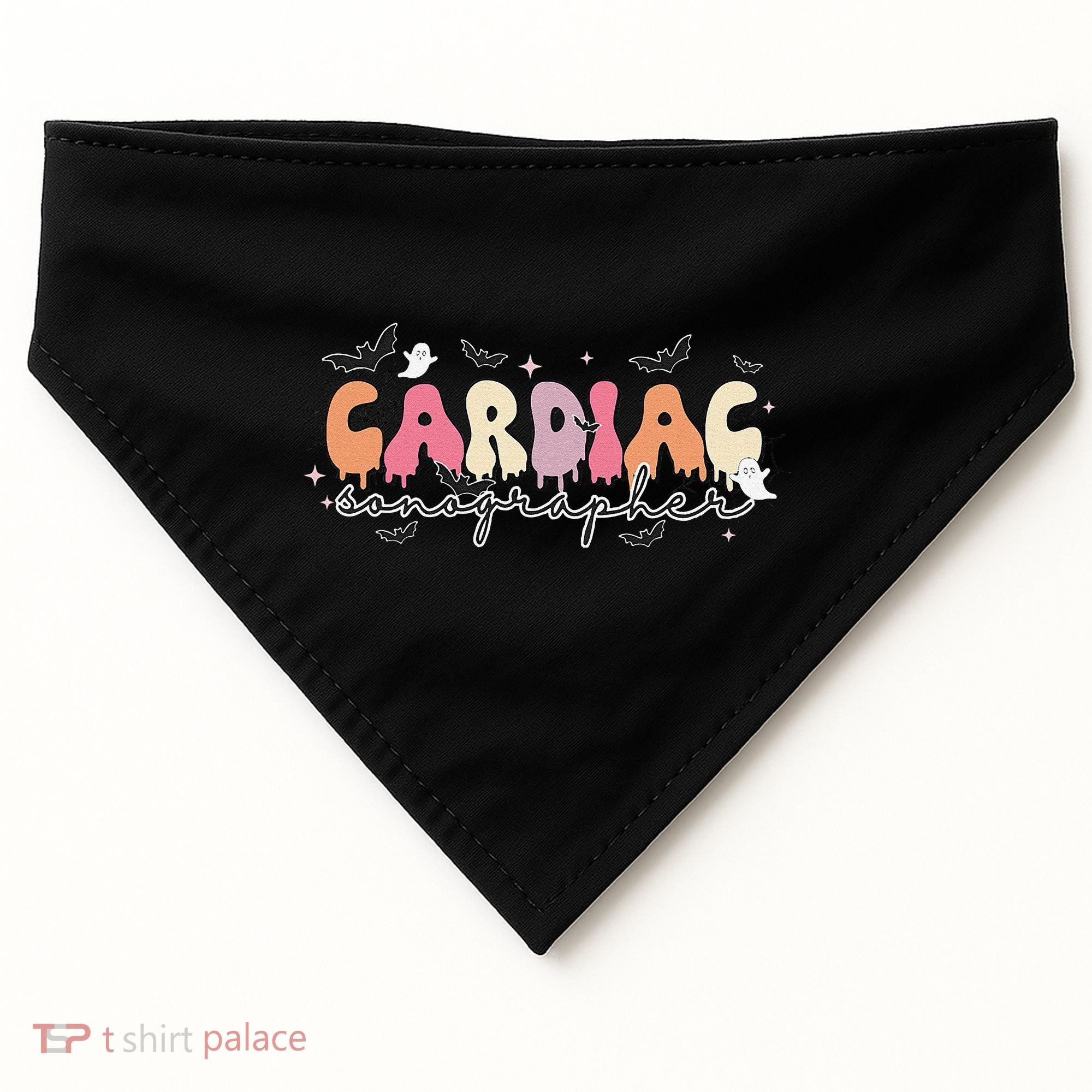 Cardiac Sonographer Halloween Ghosts Echocardiographers USA-Made Doggie Bandana
