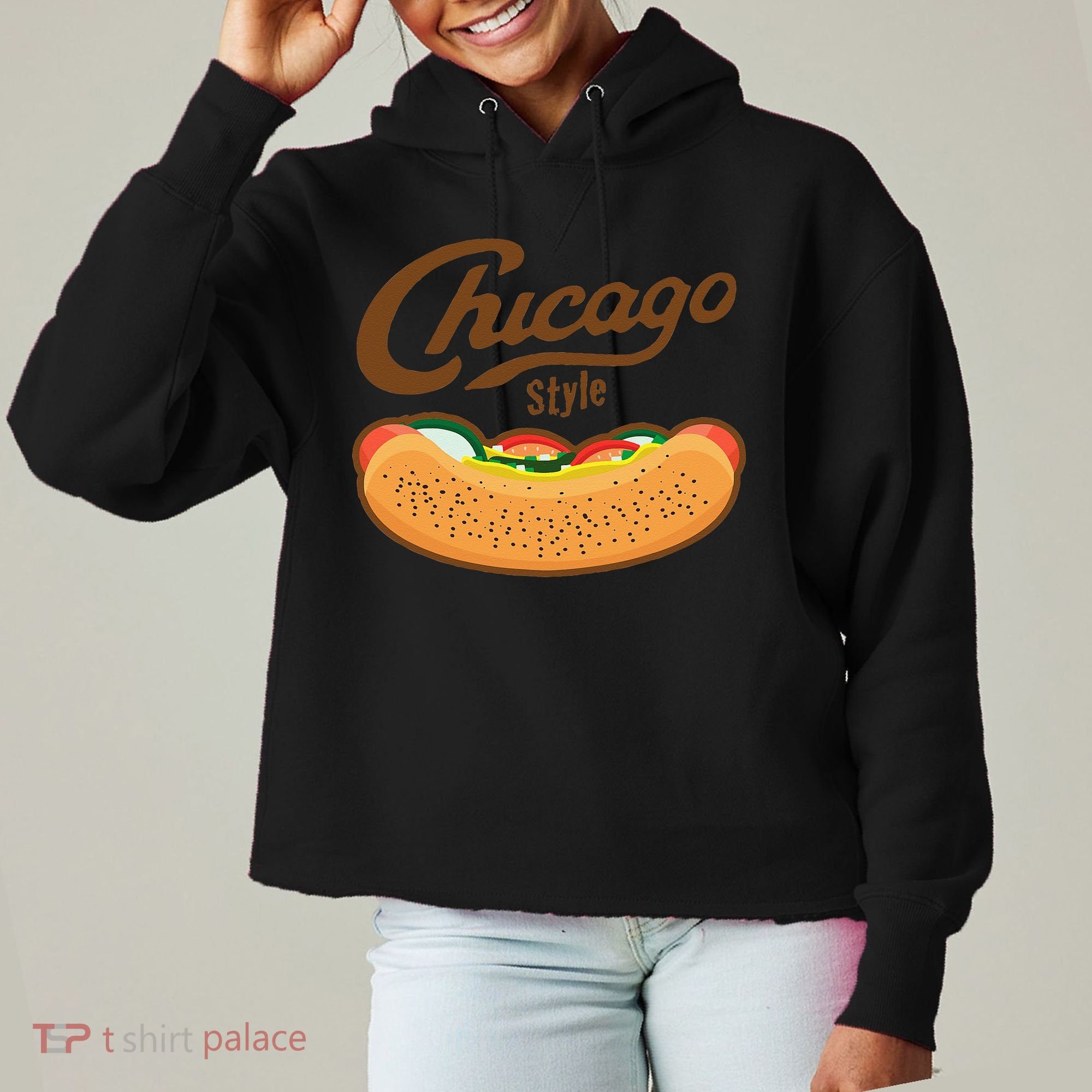 Chicago Style Hot Dog Summer Ladies Heavyweight Boxy Pullover Hoodie