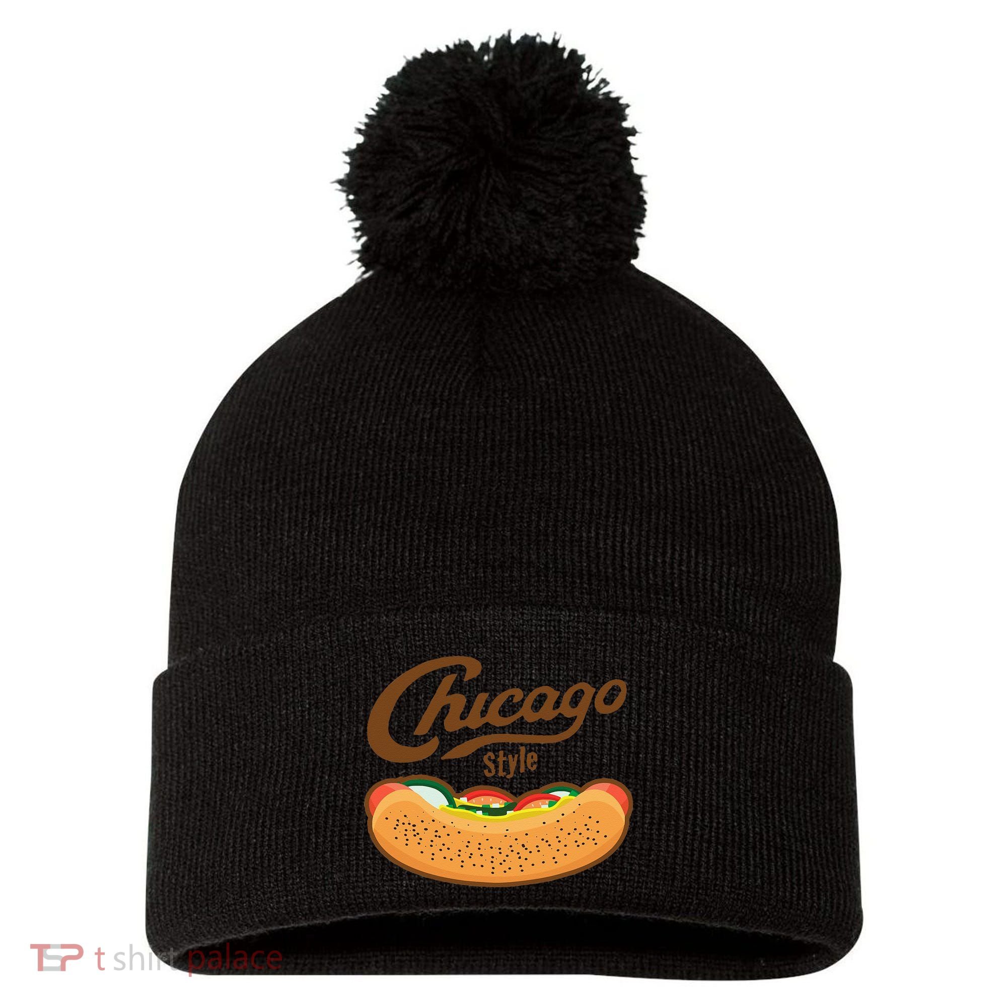 Chicago Style Hot Dog Summer Pom Pom 12in Knit Beanie