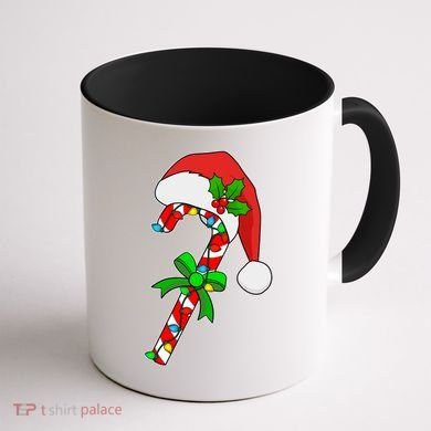 Christmas Santa Hat Candy Cane Coffee Mug back