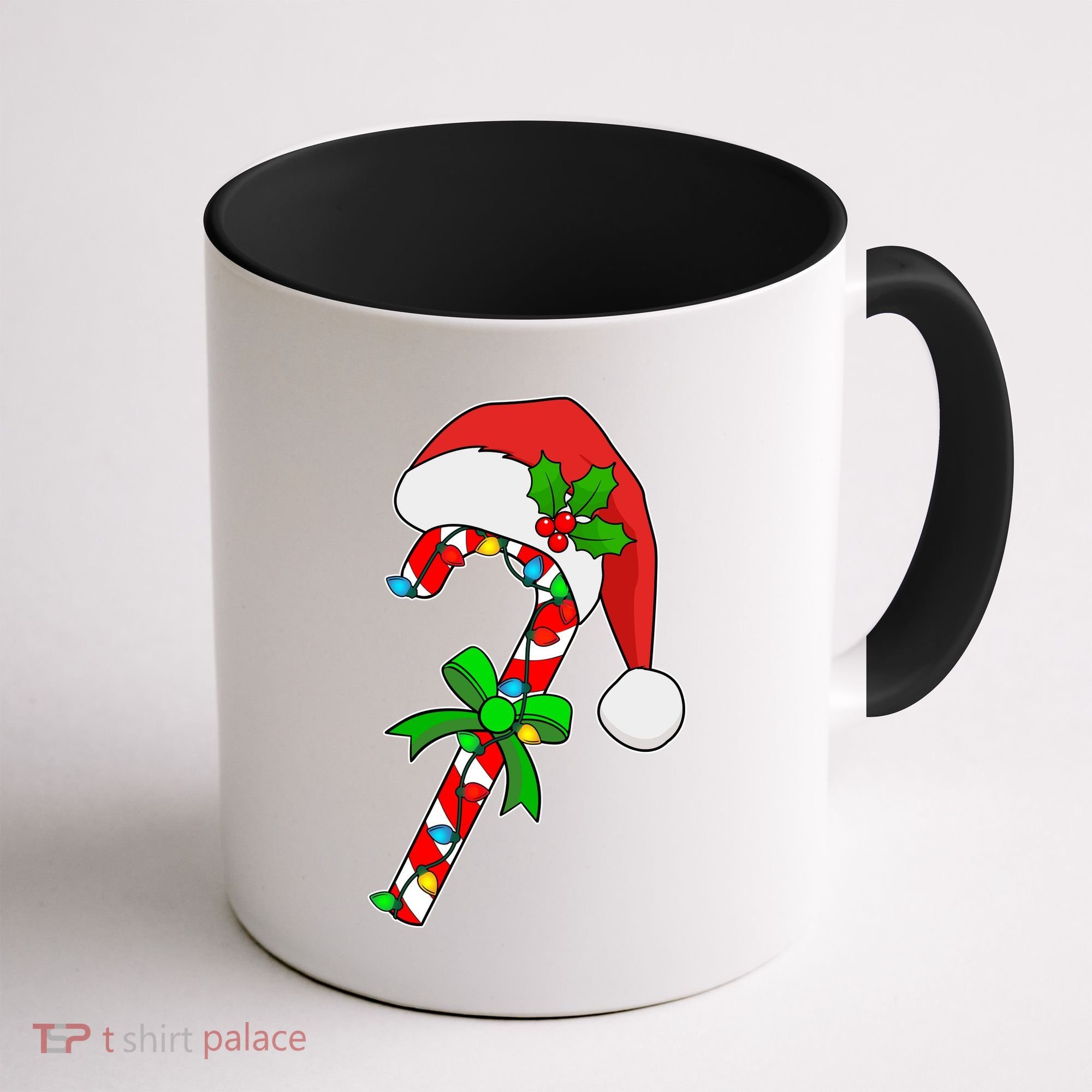 Christmas Santa Hat Candy Cane Coffee Mug