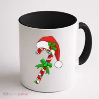 Christmas Santa Hat Candy Cane Coffee Mug thumb 1