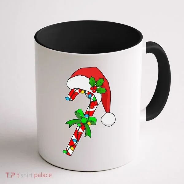 Christmas Santa Hat Candy Cane Coffee Mug
