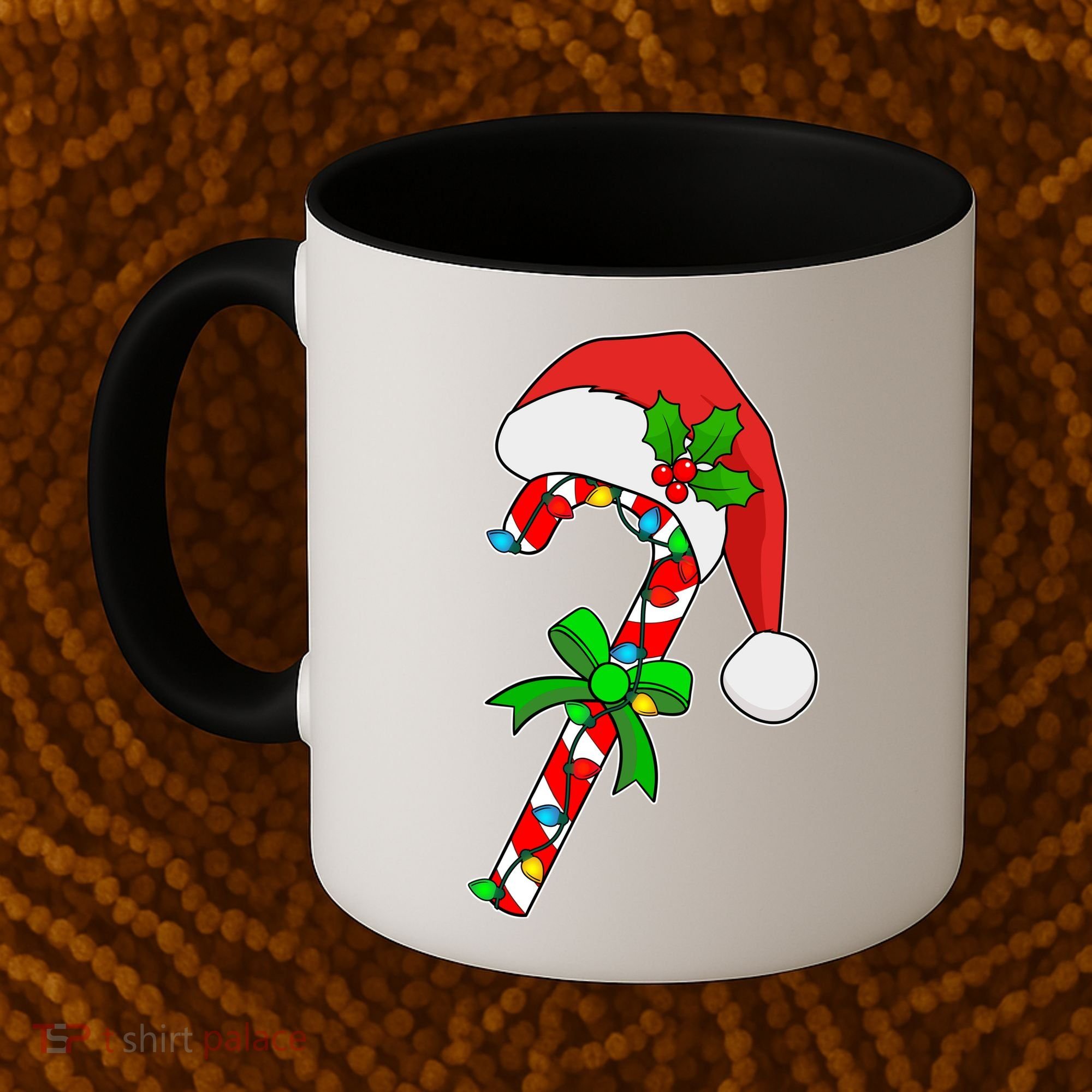 Christmas Santa Hat Candy Cane Coffee Mug