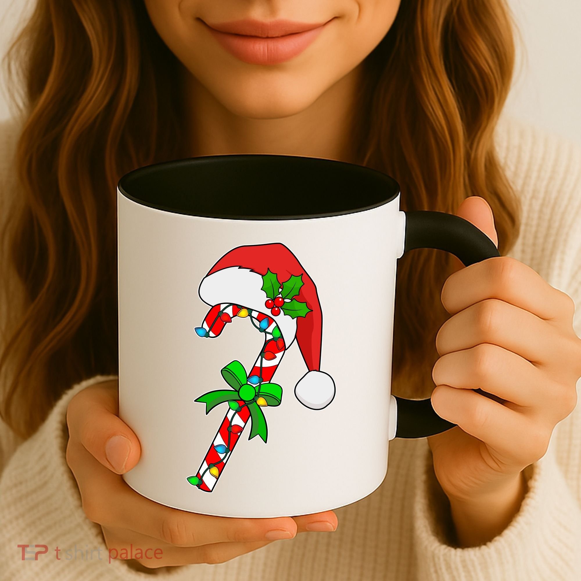 Christmas Santa Hat Candy Cane Coffee Mug