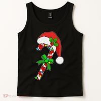Christmas Santa Hat Candy Cane Tank Top thumb 2