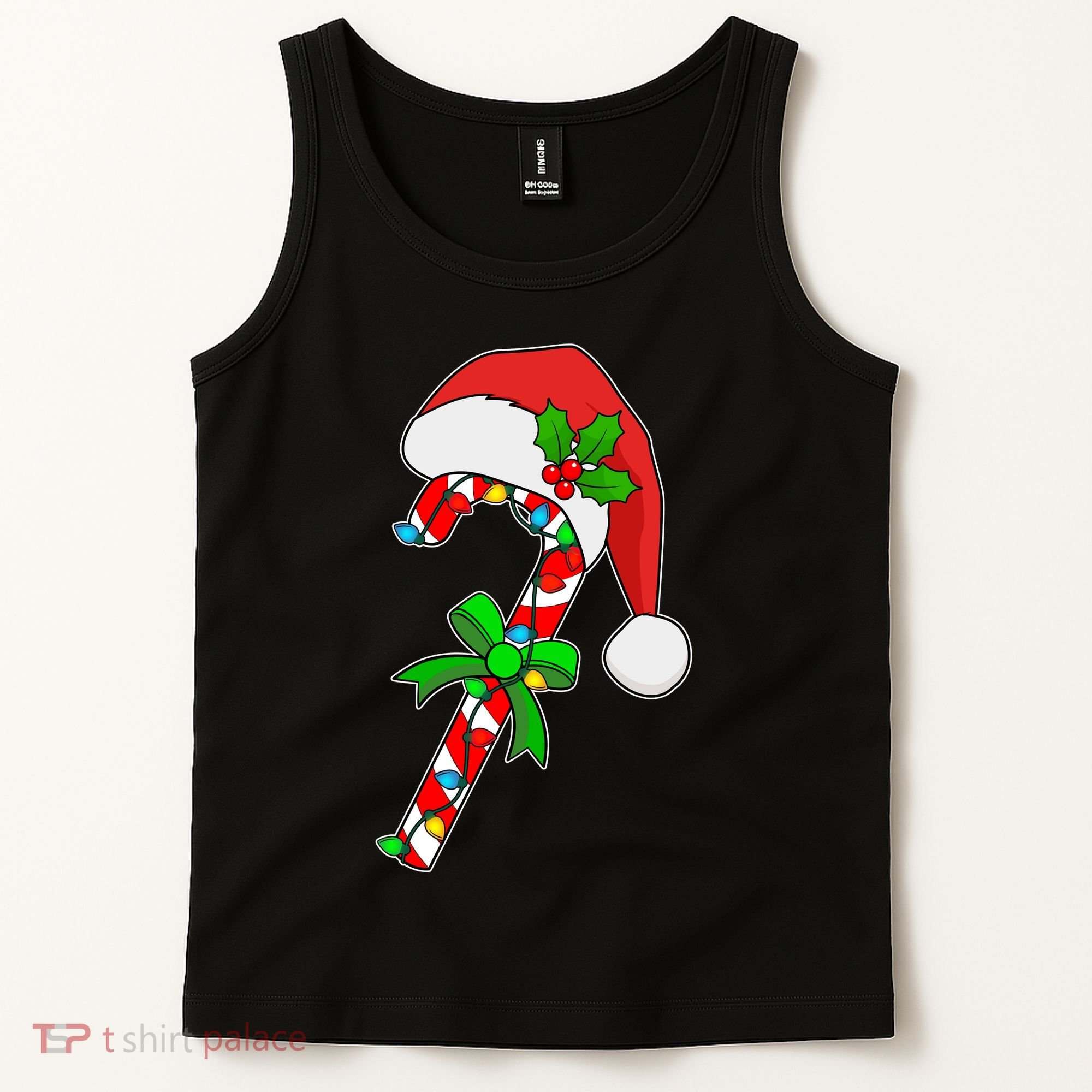 Christmas Santa Hat Candy Cane Tank Top