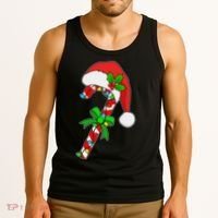 Christmas Santa Hat Candy Cane Tank Top thumb 3