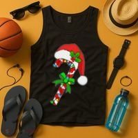Christmas Santa Hat Candy Cane Tank Top thumb 4