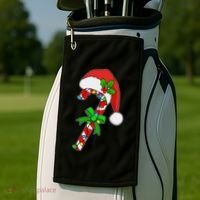 Christmas Santa Hat Candy Cane Golf Towel thumb 2
