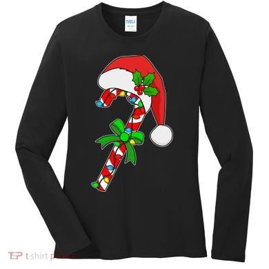 Christmas Santa Hat Candy Cane Women's Long Sleeve Shirt