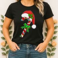 Christmas Santa Hat Candy Cane Women's T-Shirt thumb 2