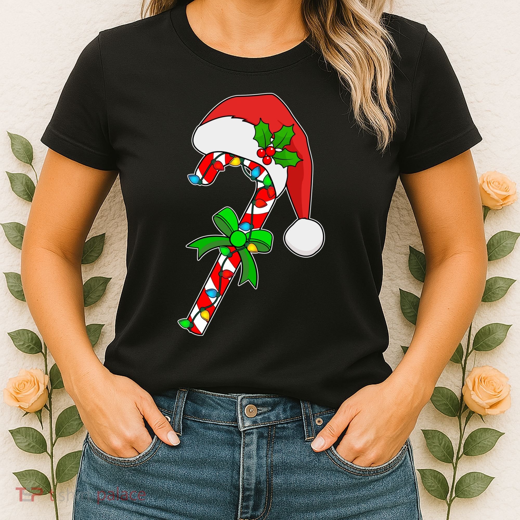 Christmas Santa Hat Candy Cane Women's T-Shirt