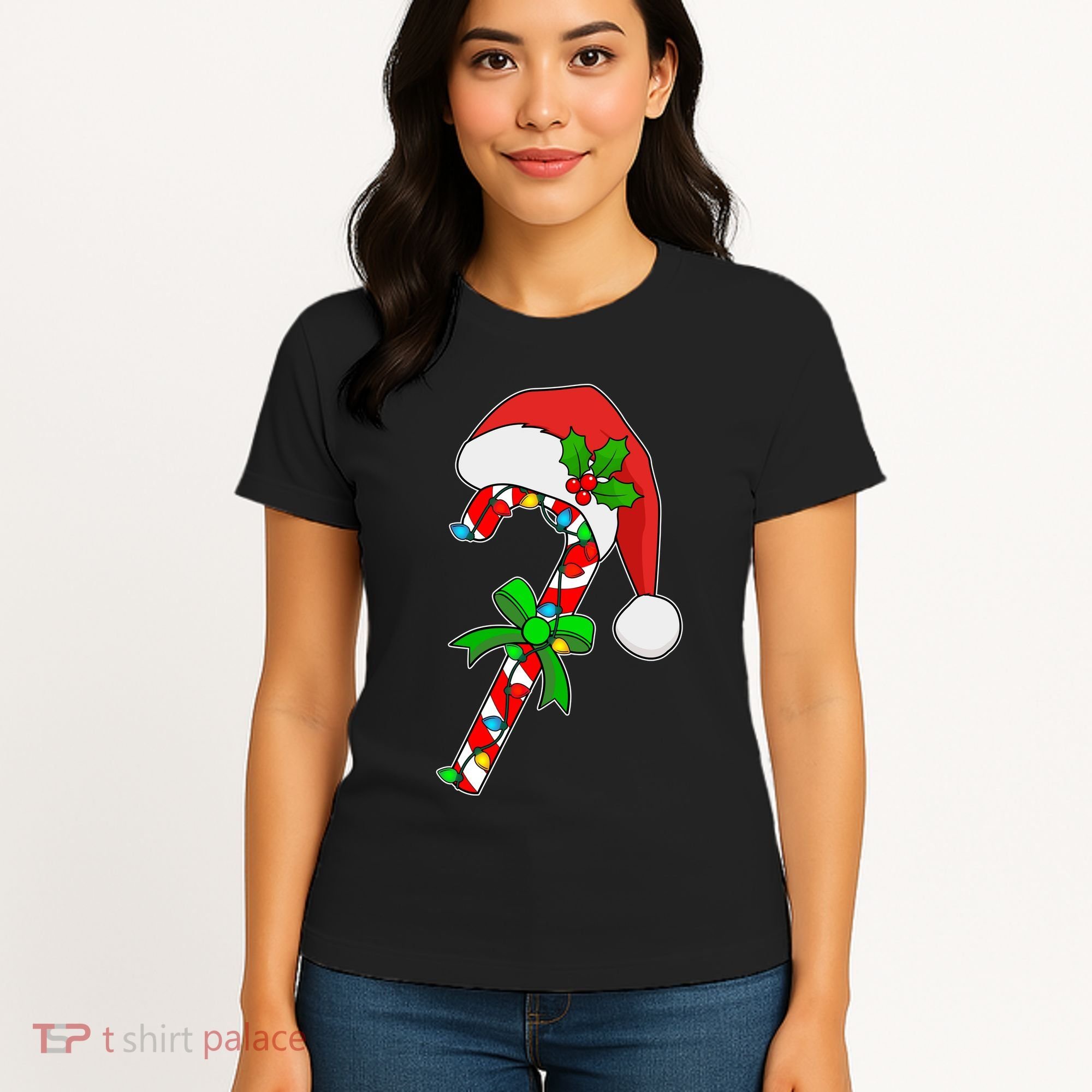 Christmas Santa Hat Candy Cane Women's T-Shirt